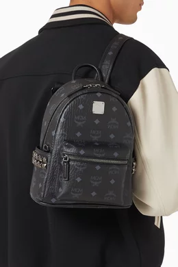 Buy MCM Black Mini Stark Backpack in Visetos For Men Online