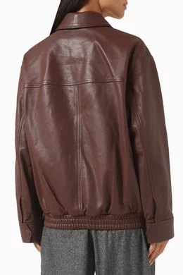 Buy 12 STOREEZ Brown Bomber Jacket in Leather For Women Online Ounass Saudi
