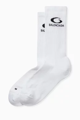 Buy Balenciaga White Loop Sports Icon Socks in Stretch-cotton For