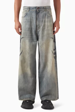 Buy Balenciaga Blue Y2K Stretched-knee Baggy Jeans in Denim For
