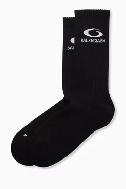 Buy Balenciaga Black Loop Sports Icon Socks in Stretch-cotton For