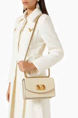 Buy Valentino Garavani White Vain Shoulder Bag in Shiny