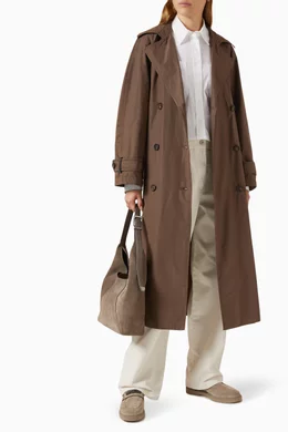 Buy Brunello Cucinelli Brown Belted Trench Coat For Women