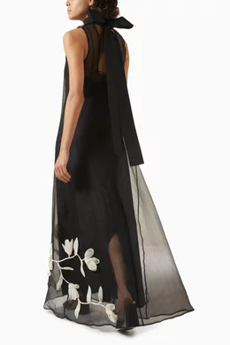 open lace back dress Aspyn Organza Maxi Dress