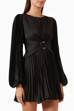 green emerald velvet dress Hawkley Asymmetrical Mini Dress in Bordeaux Red – Acler main image 1