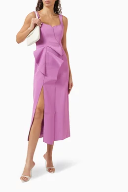 denim midi dress button down Denim Belted Midi Dress S