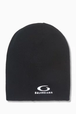 Buy Balenciaga Black Loop Sports Icon Beanie in Stretch Rib Knit