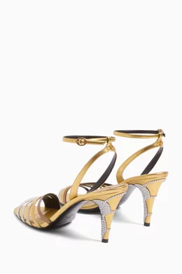Buy Valentino Garavani Metallic Ladycrush 85 Crystal Sandals