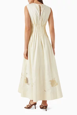 Buy Clea Yellow Anika Embroidered Dress in Cotton-blend For Women Online |  Ounass Saudi