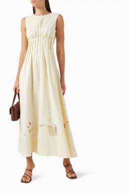 Buy Clea Yellow Anika Embroidered Dress in Cotton-blend For Women Online |  Ounass Saudi