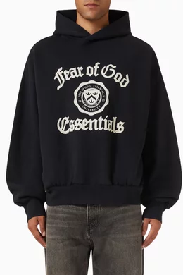 Buy Fear of God Essentials Black Vintage Shrunken Hoodie in