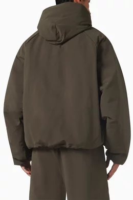 Buy Fear of God Essentials Brown Hooded Bomber Jacket in Military