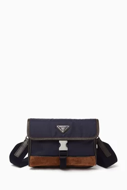 Buy Prada Brown Mini Crossbody Bag in Re-Nylon Suede For Men
