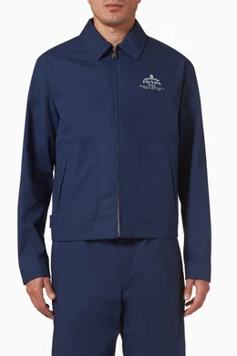 Buy Prada Blue Logo-print Jacket in Cotton-blend For Men