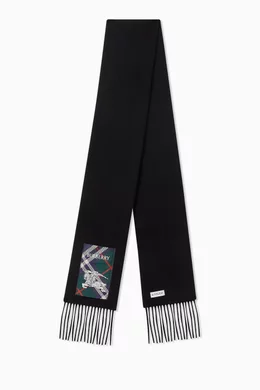 Buy Burberry Black Equestrian Knight-patch Scarf in Cashmere