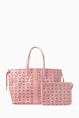 Buy MCM Pink Large Liz Shopper Tote Bag in Visetos Canvas For