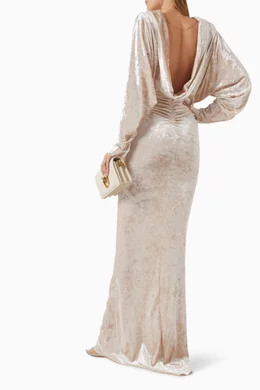strapless open back dress Cap Sleeve Pearly Lace Midi Dress in Blush Whisper main image 1