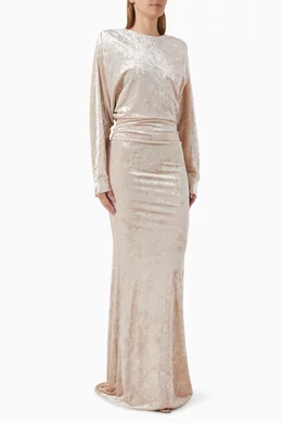 Buy PINKO White Avelli Open-back Maxi Dress in Velvet For Women Online |  Ounass Saudi