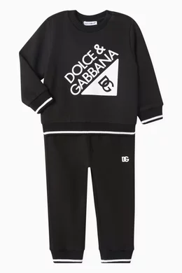 Buy Dolce Gabbana Black DG Striped Sweatpants in Cotton-jersey
