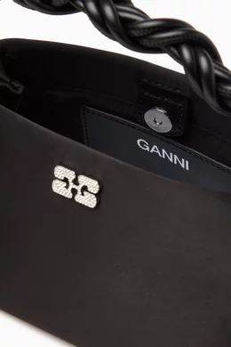 Buy Ganni Black Mini Bou Bag in Satin For Women Online
