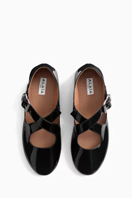 【ALAIA】Black patent leather bow ballerinas 【新品同様】 ALAÏA Embellished patent-leather ballet flats | NET-A-PORTER