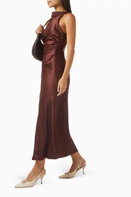 reformation brown silk dress Two Ways To Style The Reformation Provence Silk Dress
