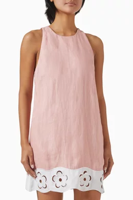 light pink ruffle mini dress Short Pink Print A-Line Homecoming Dress with Ruffles Pink / 8 main image 1