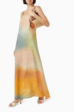 Buy Staud Yellow Laura Maxi Dress in Linen For Women Online | Ounass Saudi