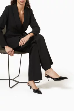 Buy Schutz Black Paola 60 Slingback Pumps in Croc-embossed Leather