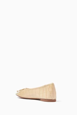 Buy Schutz Neutral Arissa Ballet Flats in Croc-embossed Leather