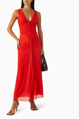 significant other tillie maxi dress Seen in SO. @rochelledesnoo styles the Tillie Maxi Dress in chilli. A bold,  figure-flattering design with layered mesh and intricate piped detailing.   Explore new arrivals, online now.  #TheSignificantOther