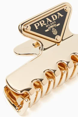 ヘアアクセサリー PRADA Triangle logo hair clip Gold Prada triangle-logo Hair Clips (set Of two) | Gold | FARFETCH