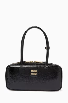 Buy Miu Miu Black Beau Top-handle Bag in Naplak Leather For Women