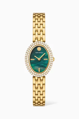 Buy Tory Burch Green Oval Quartz Watch, 22x28 mm For Women Online