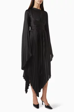Buy A.W.A.K.E Mode Black Wrap Pleated Midi Dress For Women Online | Ounass  Saudi