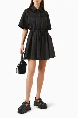 Buy Prada Black Drawstring-waist Mini Dress in Re-Nylon For
