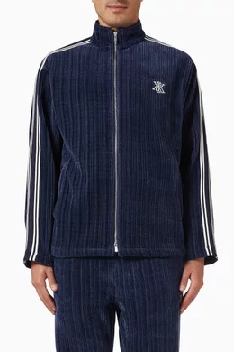Buy Kith Blue Ali Track Jacket in Velvet Corduroy For Men Online 