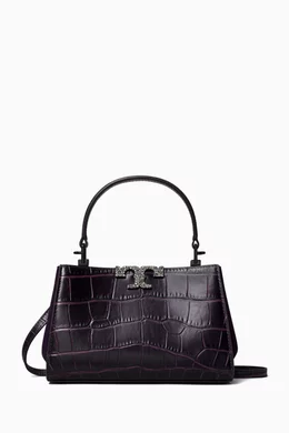 【Tory Burch】Mini Eleanor Satchel (Pansy Purple) Mini Eleanor Croc-Embossed Satchel, Pansy Purple | Tory Burch KW