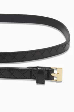 Buy Bottega Veneta Black Thin Watch Belt in Leather For