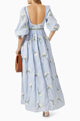 Buy Agua by Agua Bendita Blue Viviane Soledad Maxi Dress in Linen For Women  Online