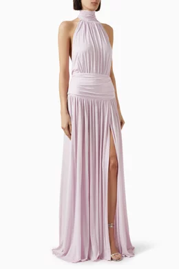 Buy Elisabetta Franchi Pink Halterneck Dress in Jersey For