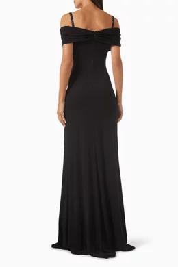 Buy Elisabetta Franchi Black Red Carpet Corset Maxi Dress in
