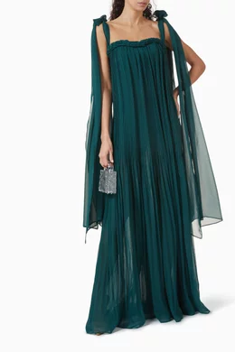Buy Leo Lin Green Camilla Draped Maxi Dress in Viscose For Women Online |  Ounass Saudi