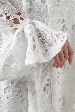 Buy Leo Lin White Aliyah Midi Dress in Lace For Women Online | Ounass Saudi