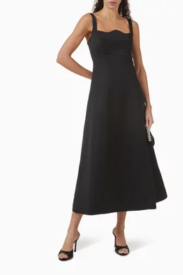 Buy Leo Lin Black Odette A-line Midi Dress For Women Online | Ounass Saudi