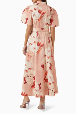Buy Leo Lin Pink Bianca Midi Dress in Cotton For Women Online | Ounass Saudi