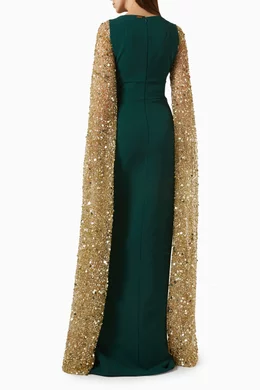 green emerald velvet dress Angelina Satin Midi Dress in Emerald – Rhea Costa main image 1