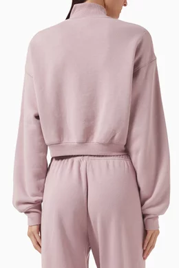 Buy SKIMS Pink Cotton Fleece Cropped Half Zip Pullover For Women
