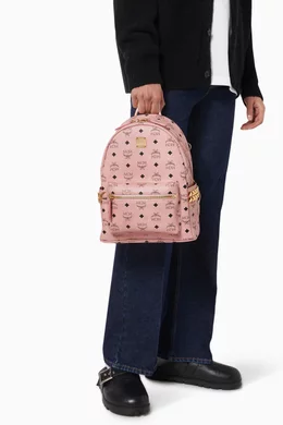 Medium Backpack Pink Mcm Mini Backpack MCM Pink Visetos Studded