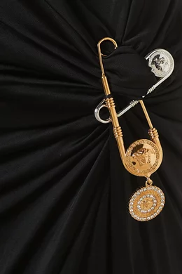 Buy Versace Black Safety-pin Gathered Gown in Jersey For Women Online |  Ounass Saudi
